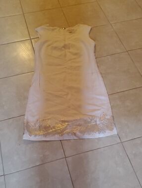 Michael Kors Ivory Mini Dress with Gold Trim